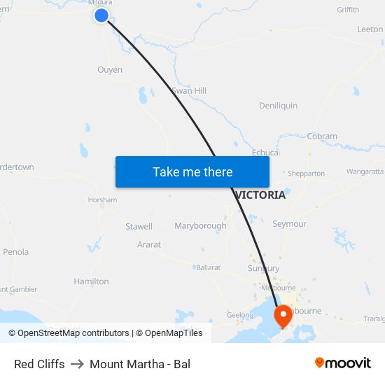 Red Cliffs to Mount Martha - Bal map