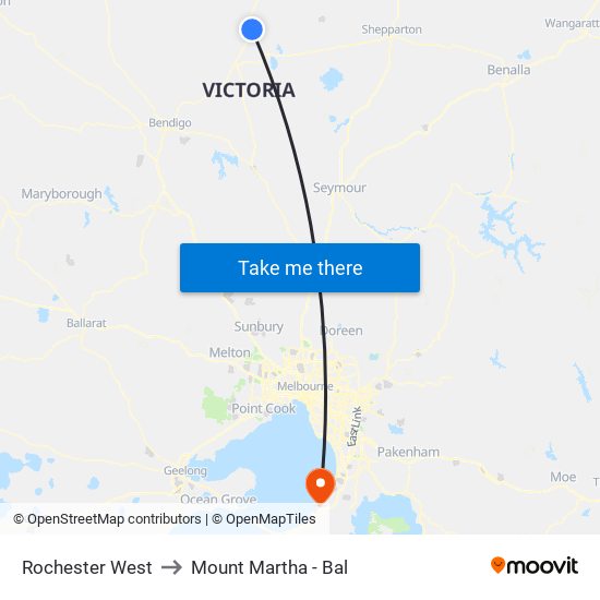 Rochester West to Mount Martha - Bal map