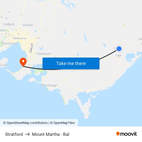 Stratford to Mount Martha - Bal map
