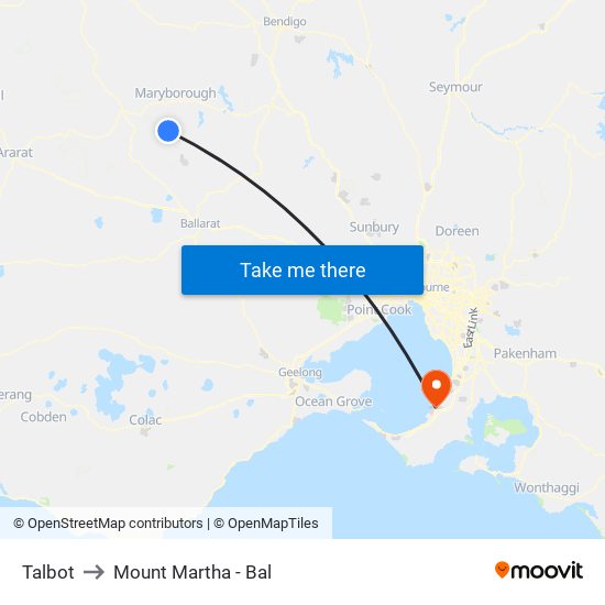 Talbot to Mount Martha - Bal map