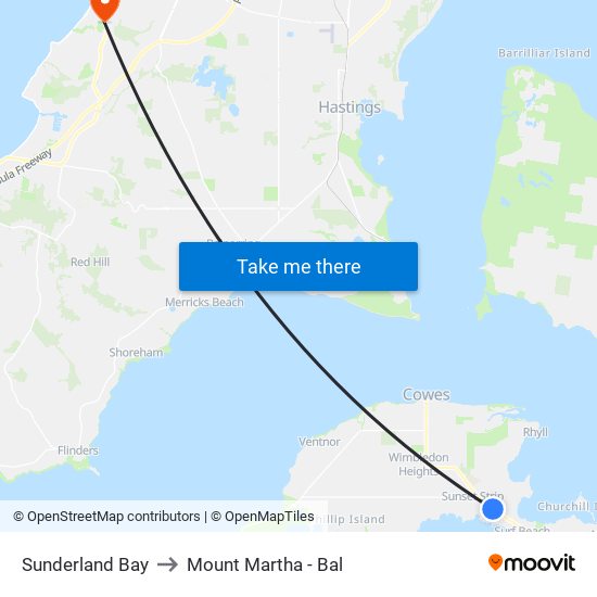 Sunderland Bay to Mount Martha - Bal map