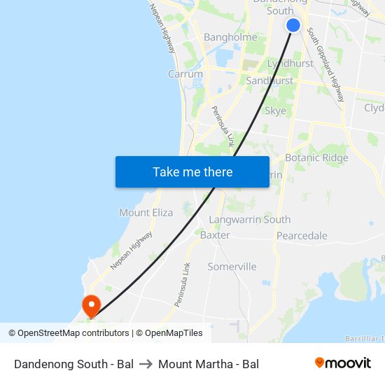 Dandenong South - Bal to Mount Martha - Bal map