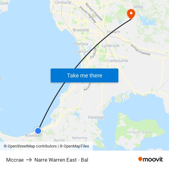 Mccrae to Narre Warren East - Bal map