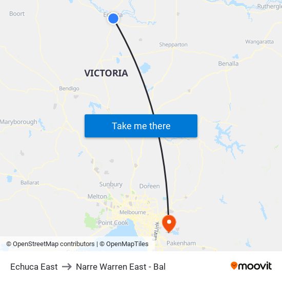 Echuca East to Narre Warren East - Bal map