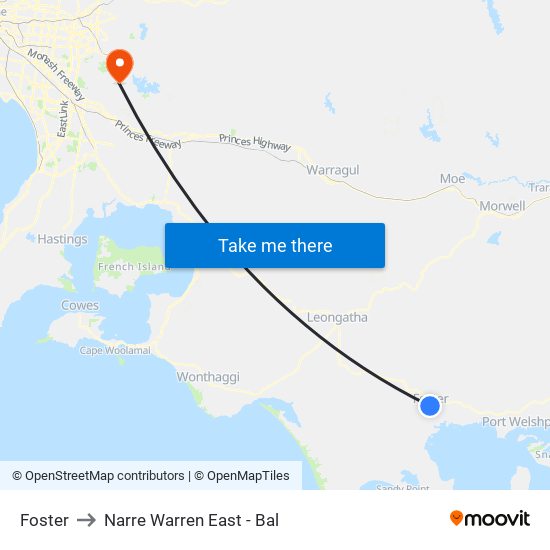 Foster to Narre Warren East - Bal map