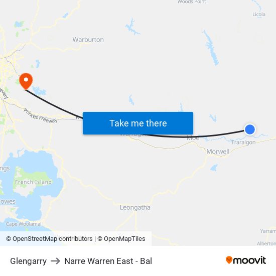 Glengarry to Narre Warren East - Bal map