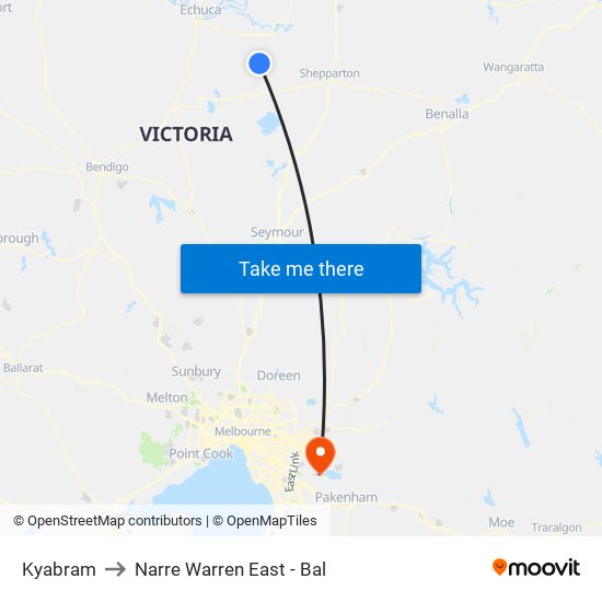 Kyabram to Narre Warren East - Bal map