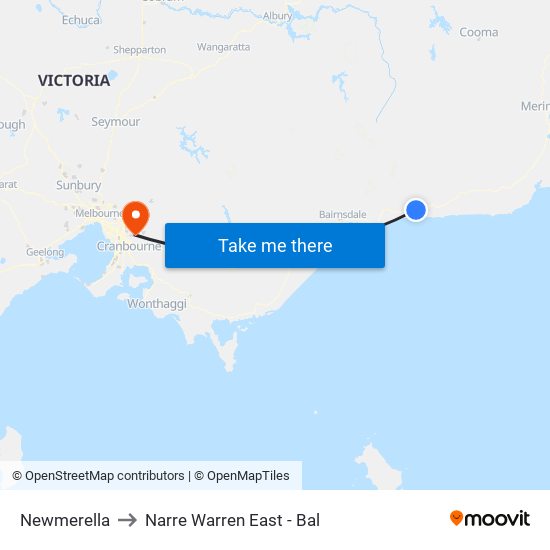 Newmerella to Narre Warren East - Bal map