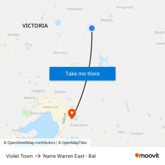 Violet Town to Narre Warren East - Bal map