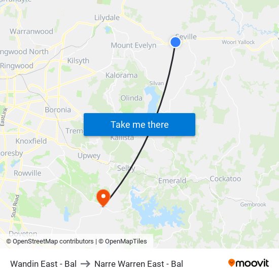 Wandin East - Bal to Narre Warren East - Bal map