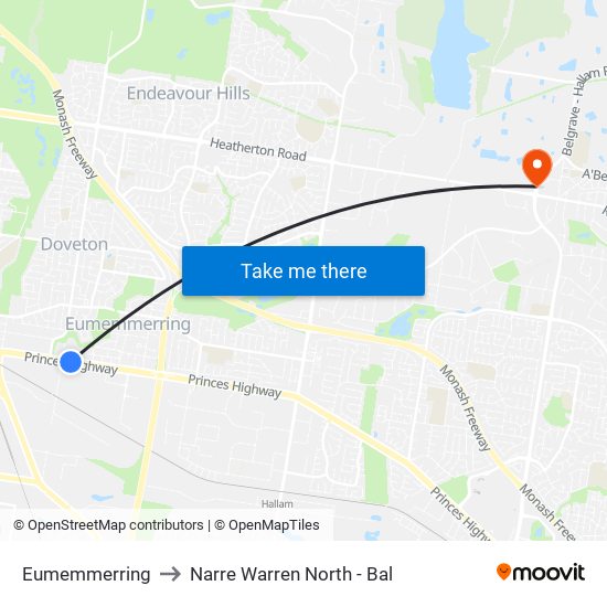 Eumemmerring to Narre Warren North - Bal map