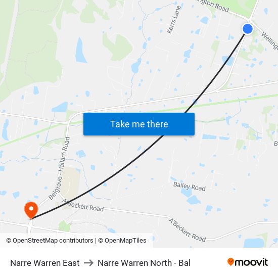 Narre Warren East to Narre Warren North - Bal map