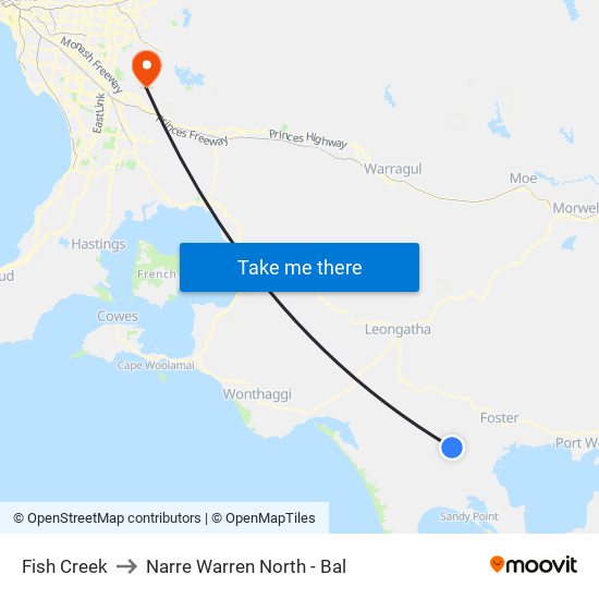 Fish Creek to Narre Warren North - Bal map