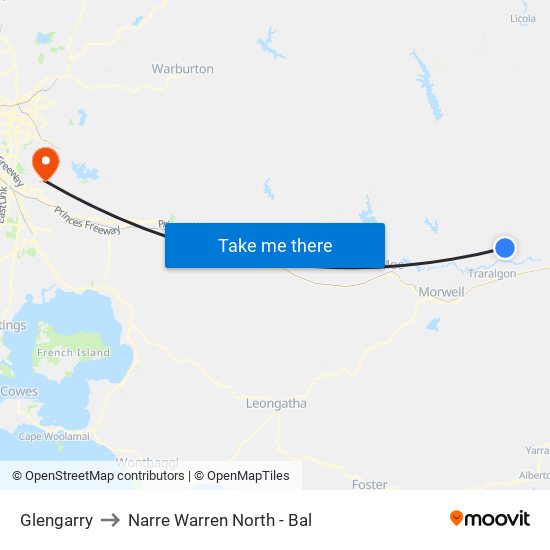 Glengarry to Narre Warren North - Bal map