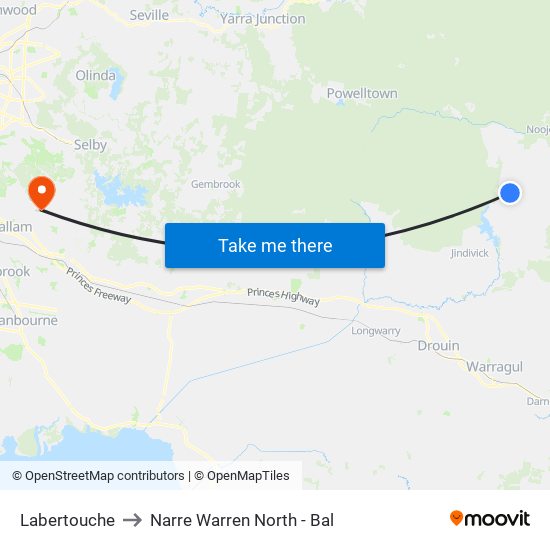 Labertouche to Narre Warren North - Bal map