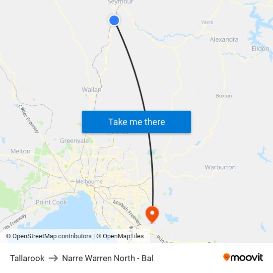 Tallarook to Narre Warren North - Bal map