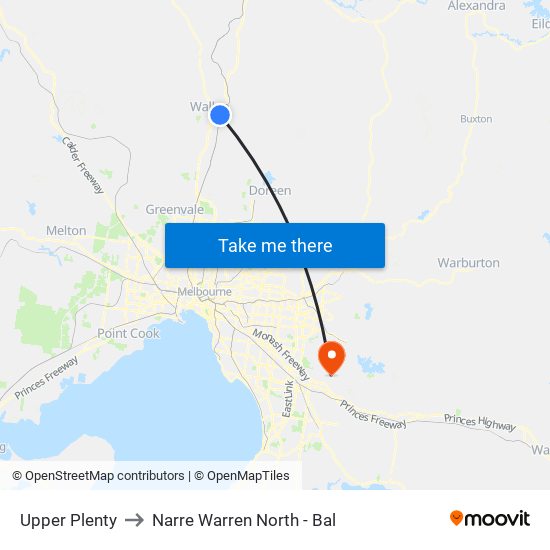 Upper Plenty to Narre Warren North - Bal map