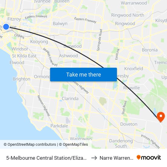5-Melbourne Central Station/Elizabeth St (Melbourne City) to Narre Warren North - Bal map