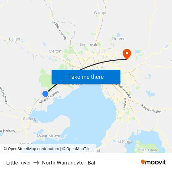 Little River to North Warrandyte - Bal map