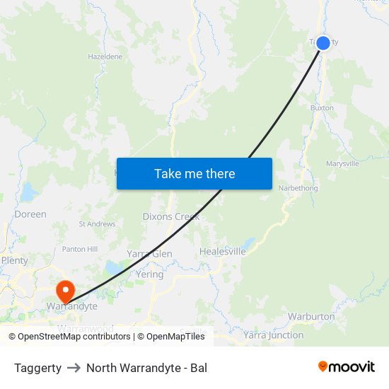Taggerty to North Warrandyte - Bal map