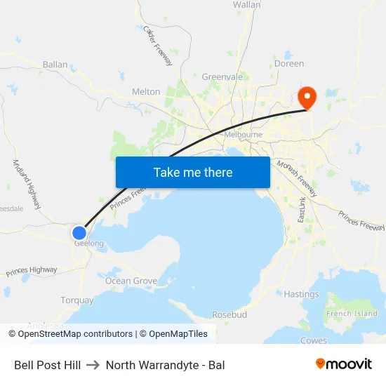 Bell Post Hill to North Warrandyte - Bal map