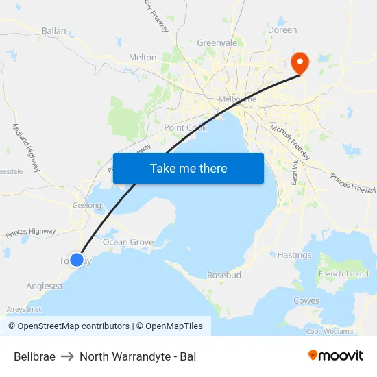 Bellbrae to North Warrandyte - Bal map