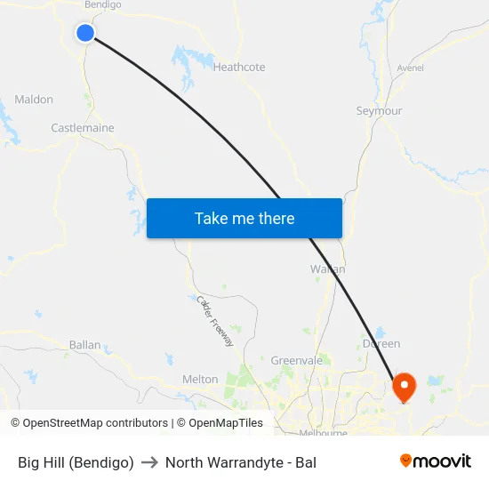 Big Hill (Bendigo) to North Warrandyte - Bal map