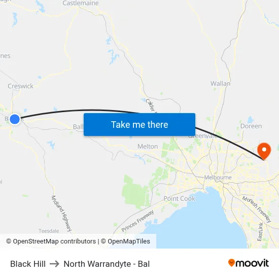 Black Hill to North Warrandyte - Bal map