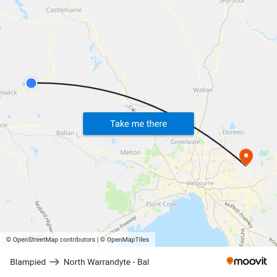 Blampied to North Warrandyte - Bal map