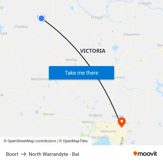 Boort to North Warrandyte - Bal map