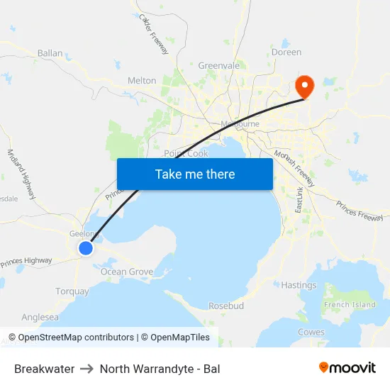 Breakwater to North Warrandyte - Bal map