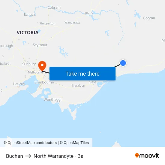 Buchan to North Warrandyte - Bal map