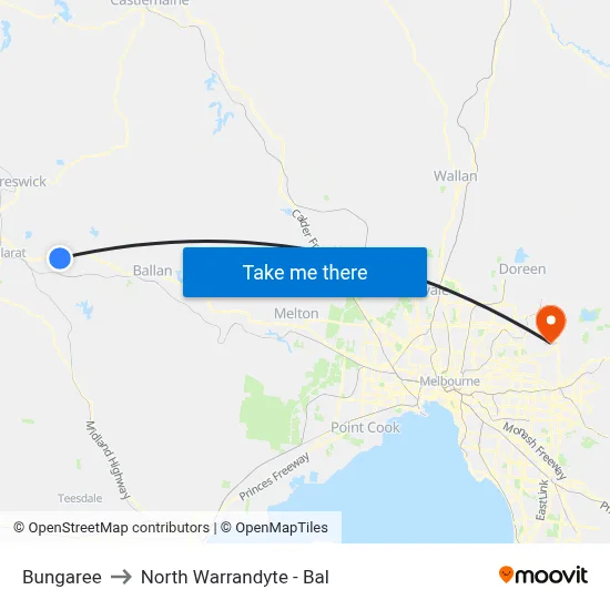 Bungaree to North Warrandyte - Bal map