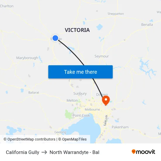 California Gully to North Warrandyte - Bal map