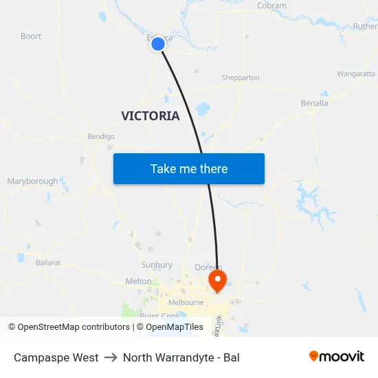 Campaspe West to North Warrandyte - Bal map