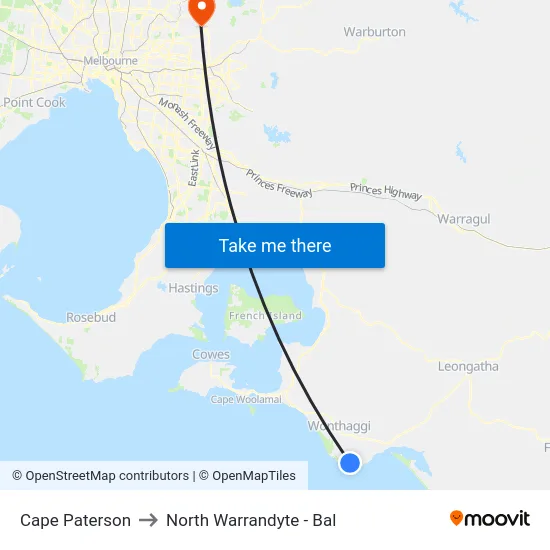 Cape Paterson to North Warrandyte - Bal map