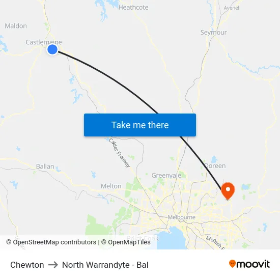 Chewton to North Warrandyte - Bal map
