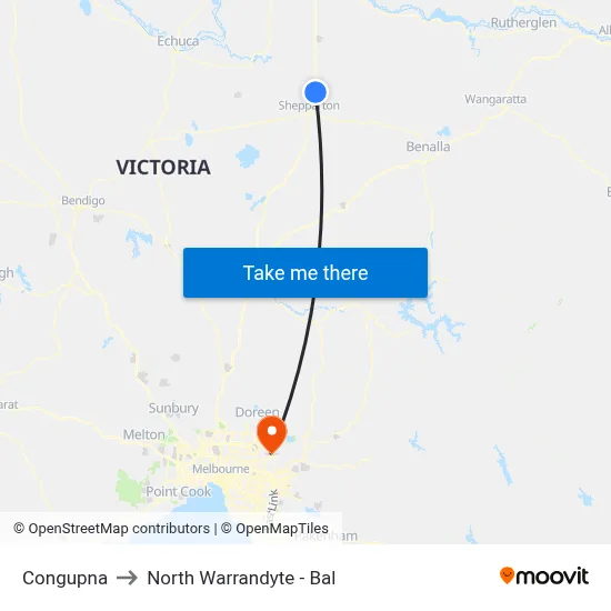 Congupna to North Warrandyte - Bal map