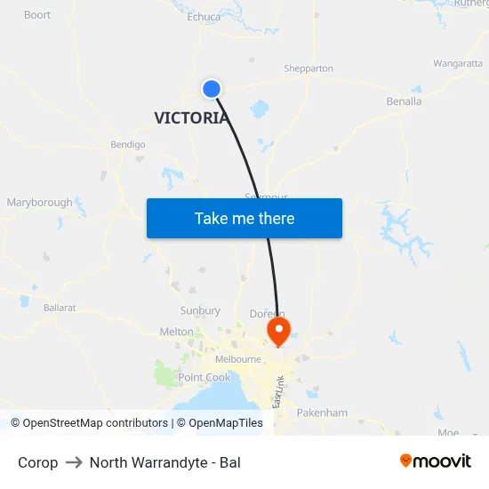 Corop to North Warrandyte - Bal map