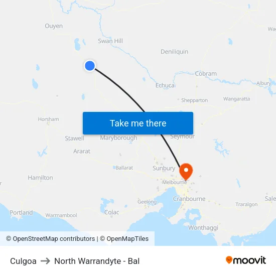 Culgoa to North Warrandyte - Bal map