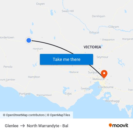 Glenlee to North Warrandyte - Bal map