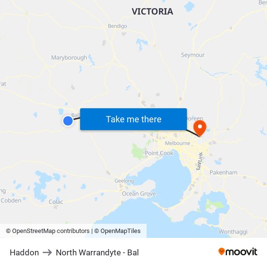 Haddon to North Warrandyte - Bal map