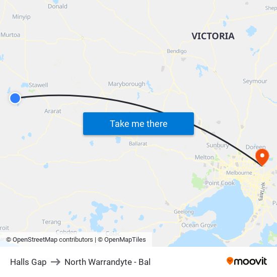 Halls Gap to North Warrandyte - Bal map