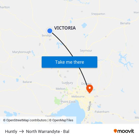 Huntly to North Warrandyte - Bal map