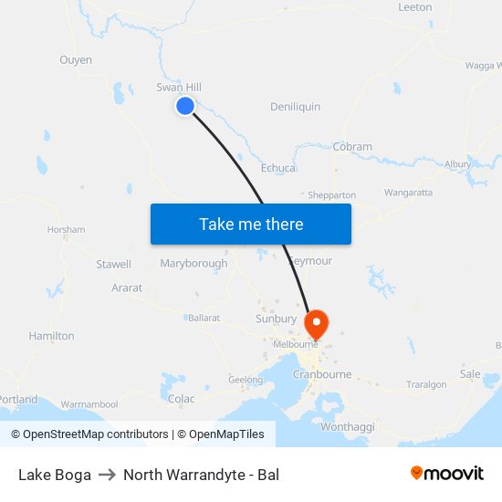 Lake Boga to North Warrandyte - Bal map