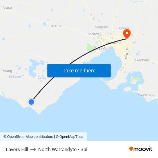 Lavers Hill to North Warrandyte - Bal map