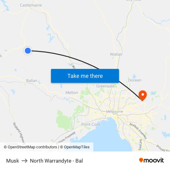 Musk to North Warrandyte - Bal map