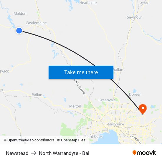 Newstead to North Warrandyte - Bal map