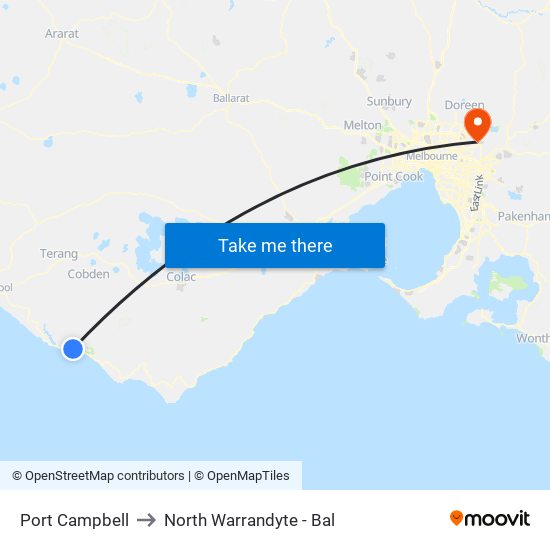 Port Campbell to North Warrandyte - Bal map