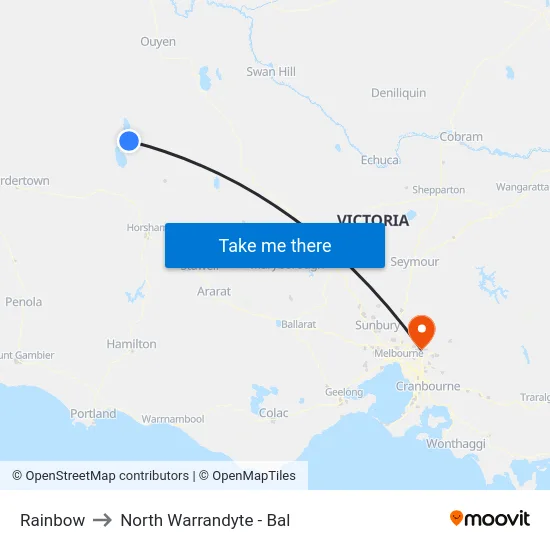 Rainbow to North Warrandyte - Bal map